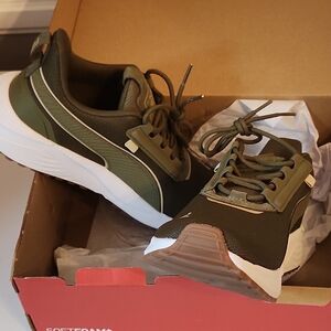 Puma Olive Green and White Men's Sneakers